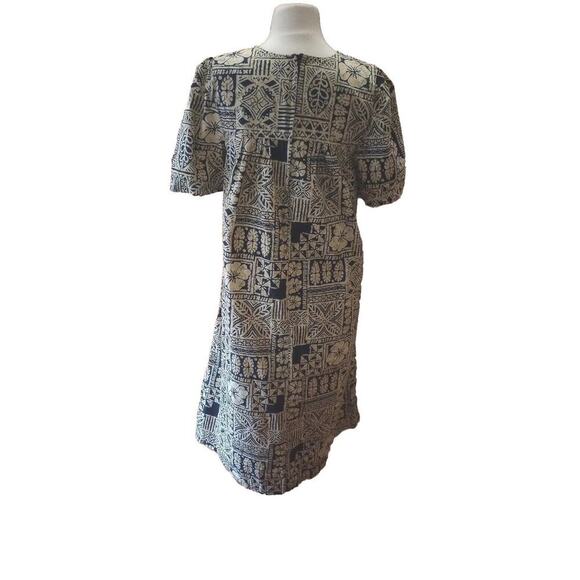 Royal Creations Hawaiian Muumuu Dress Sz M Geometric Tiki Midi Made in USA - Picture 2 of 6